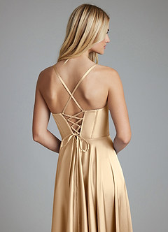 Azazie Alaia Suknie dla druhen Linia A Gorset Satyna elastyczna Do ziemi Sukienka image2