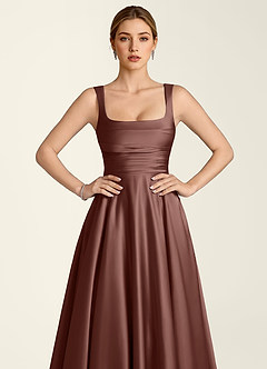 Margot Mocha Coco Satin Corset A-line Dress image5