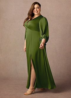 Azazie Luna vestidos de madre de la novia Vestido de Enebro de Satén Elástico de Corte En A con Plisado image8