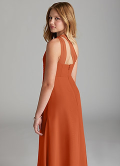 Azazie Maive Junior Agave A-Line Pleated Chiffon Dress image6