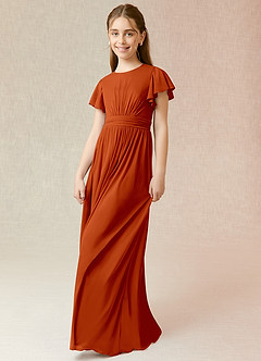 Azazie Mosley Junior Dark Green A-Line Ruched Mesh Dress image5