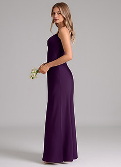 Azazie Suttona Robes de demoiselle d'honneur Robe Trapèze en Satin extensible Plissée Grain De Raisin image5