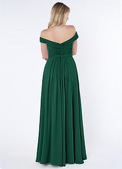 Azazie Audrianna Jurken voor bruidsmeisjes Converteerbaar Jurk van Chiffon met A-Lijn Off-the-shoulder verzameld Smaragd image3