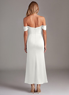 Azazie Saige Bridesmaid Dresses White Mermaid Off the Shoulder Stretch Satin Dress image8