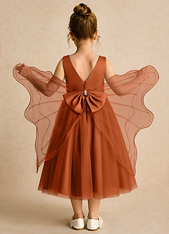 Azazie Pear Flower Girl Dresses Burnt Orange Ball-Gown Bow Tulle Dress image1