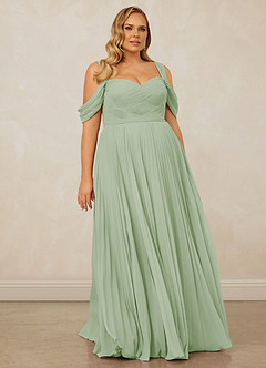 Christian Siriano Bridal for Azazie 1013 Brautjungfernkleider A-Linie Schulterfrei Chiffon Kleid Staubiger Salbeigrün image10