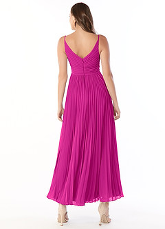 Azazie Raychelle Jurken voor bruidsmeisjes Jurk van Chiffon met A-Lijn V-hals Fuchsia image2