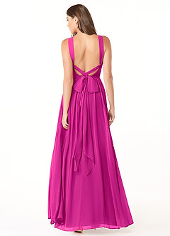 Azazie Dionne Bridesmaid Dresses Fuchsia A-Line Corset Chiffon Dress image2