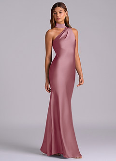 Azazie Seona Bridesmaid Dresses Vintage Mauve Mermaid One Shoulder Stretch Satin Dress image5