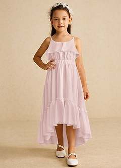 Azazie Karmen Flower Girl Dresses Blushing Pink A-Line Ruched Chiffon Dress image5