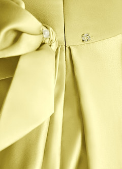 Azazie Lady Blumenmädchenkleider A-Linie Plissee Matte Satin Kleid Zitronensorbet image6