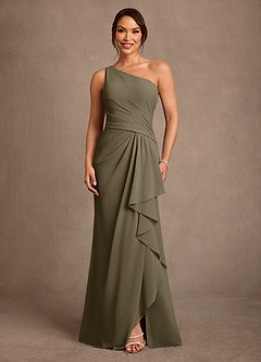Azazie Floy Abiti per la Madre della Sposa Abito Tubino in Chiffon Monospalla Willow Green image1