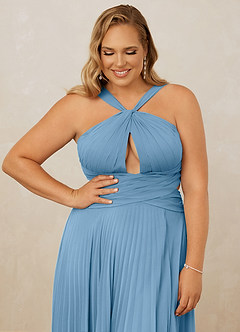 Christian Siriano Bridal for Azazie 1009 Bridesmaid Dresses Steel Blue A-Line Pleated Chiffon Dress image13