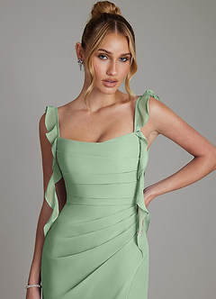 Azazie Jessamine 신부 들러리 드레스 인어 코르셋 쉬폰 바닥 길이 드레스 image3