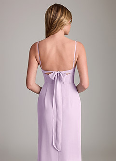 Azazie Mai Bridesmaid Dresses Frosted Lilac Sheath Pleated Chiffon Dress image6