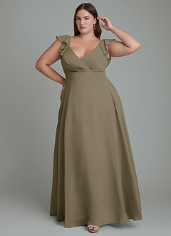 Azazie Leilani Bridesmaid Dresses Willow Green A-Line Pleated Chiffon Dress image6