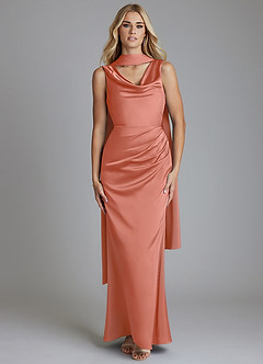 Azazie Tallie Suknie dla druhen Syrena Pofałdowany Satyna elastyczna Do ziemi Sukienka image5