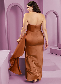 Barbie ♥ Azazie Bridesmaid Dresses Copper Sheath Strapless Stretch Satin Convertible Dress image2