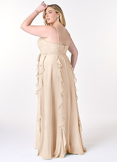 Azazie Peyton Bridesmaid Dresses White Alabaster A-Line Ruched Chiffon Dress image10