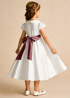 Azazie Deary Flower Girl Dresses Ivory Desert Rose A-Line Bow Cotton Dress image4
