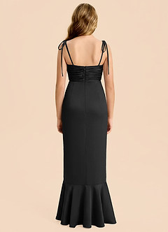 Azazie Ryan Junior Black Sheath Bow Stretch Satin Dress image2