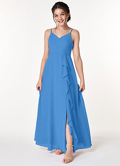 Azazie Naeem Junior Blue Jay A-Line Ruched Chiffon Dress image1
