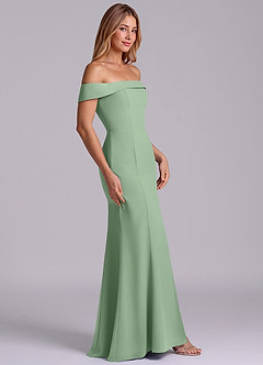 Azazie Luciana Bridesmaid Dresses Matcha Sheath Off the Shoulder Chiffon Convertible Dress image5