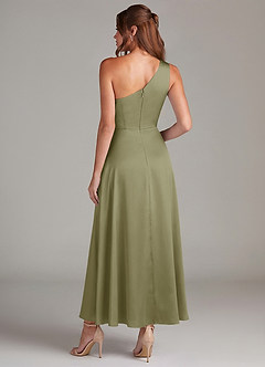 Azazie Brooke Suknie dla druhen Linia A Jedno ramię Satyna elastyczna Długość kostki Sukienka image7