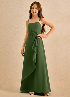 Azazie lolly Girls Formal Sukienki dla dziewczynek sypiących kwiaty Linia A Pofałdowany Szyfon Długość podłogi Sukienka image5