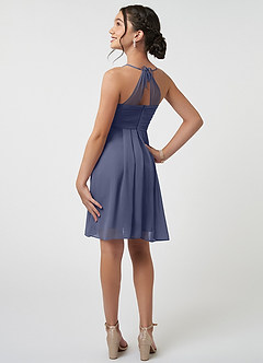 Azazie Ginny Junior Stormy A-Line Pleated Chiffon Dress image4
