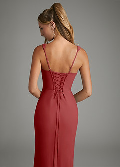 Azazie Asa Bridesmaid Dresses Rust Sheath Corset Chiffon Dress image7