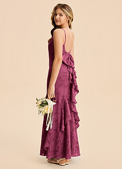 Azazie Lioren Junior Mulberry Mermaid Ruched Floral Burnout Dress image3