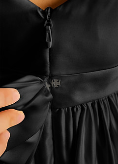 Azazie Violeta vestidos de niña de las flores Vestido de Negro de Satin Mate de Princesa con Lazo image3