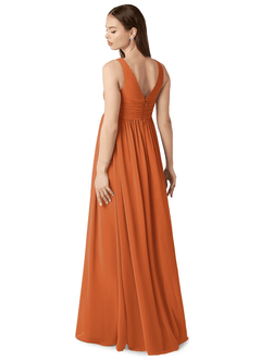 Azazie Yetta Maternity Bridesmaid Dresses A-Line V-Neck Gathered Chiffon Floor-Length Dress image5