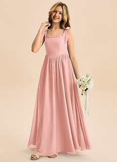 Azazie Delia Junior Abito A-Line in Chiffon Fiocco Rosetta image4