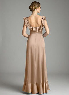 Azazie Lyra Vestidos de damas de honor Vestido de Gris Pardo de Satén Elástico de Corte en A Convertible con Vestidos sin tirantes image8