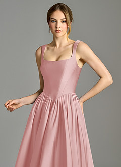 Azazie Verina Brudtärnklänningar Klä av A-Linje i Stretch Satin Plisserad Puderrosa image2