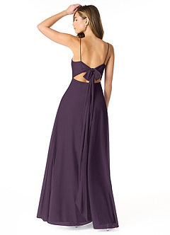 Azazie Rae Final Sale Plum A-Line Bow Mesh Dress image2