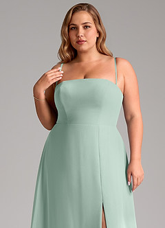 Azazie Wren Bridesmaid Dresses Agave A-Line Side Slit Chiffon Convertible Dress image10