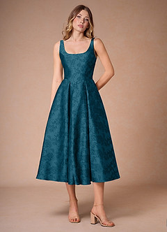 Inès Navy Black Pleated Midi Dress image3