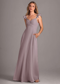 Azazie Kaylyn Brautjungfernkleider A-Linie Gestreift Chiffon Kleid Dämmerung image3