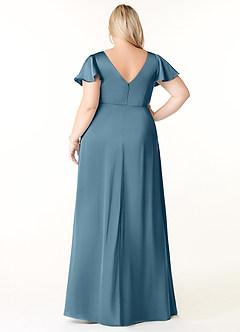 Azazie Soren Bridesmaid Dresses Bermuda A-Line Pleated Stretch Satin Dress image9