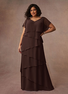 Azazie OHara Mother of the Bride Dresses Ganache A-Line V-Neck Chiffon Dress image12