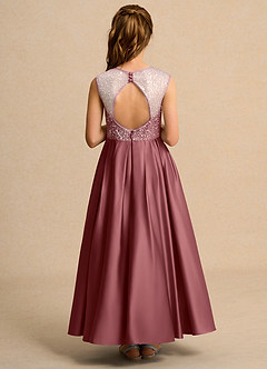 Azazie Candy Girl Jurken voor bloemenmeisjes Baljurk Jurk van Mat Satijn Boog Amethist image3