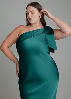 Azazie Yuanna Brudtärnklänningar Klänning av Sjöjungfru i Stretch Satin One-shoulder Påfågelblå image10