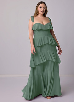 Barbie ♥ Azazie Bridesmaid Dresses Eucalyptus A-Line Sweetheart Neckline Chiffon Dress image9