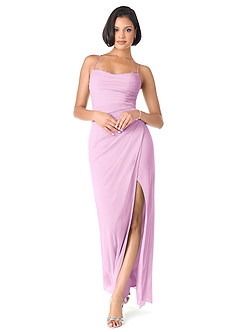 Azazie Ashana Robes de demoiselle d'honneur Robe Fourreau en Maille Dentelle en forme de cœur Rose Bonbon image1
