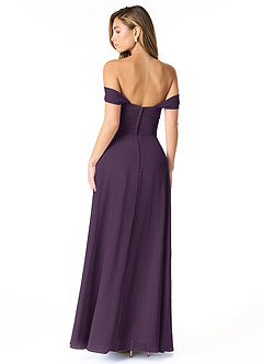 Azazie Kaitlynn Bridesmaid Dresses Plum Empire Ruched Chiffon Convertible Dress image3