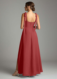 Azazie Debra Bridesmaid Dresses Rust A-Line with Pockets Chiffon Convertible Dress image10