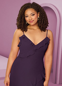 Barbie ♥ Azazie Bridesmaid Dresses Plum Sheath Chiffon Dress image6